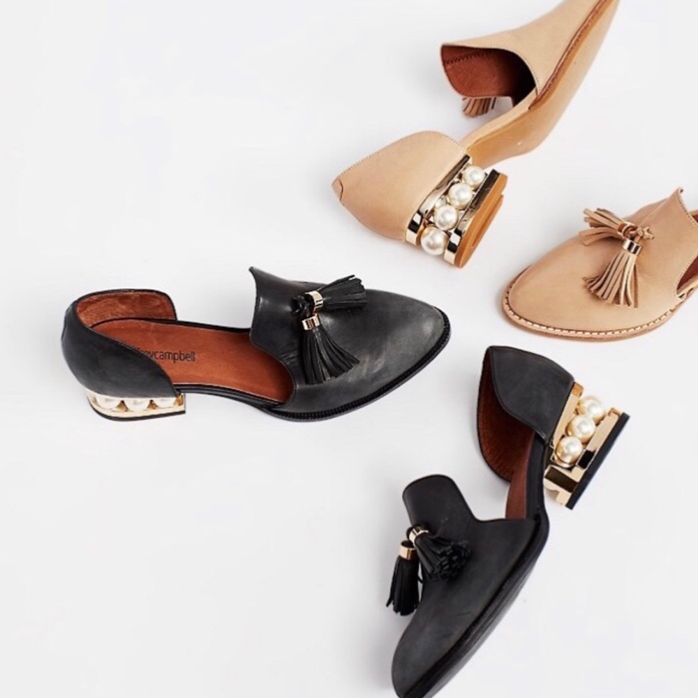 Jeffrey Campbell Blk Civil Pearl Heel Loafer
